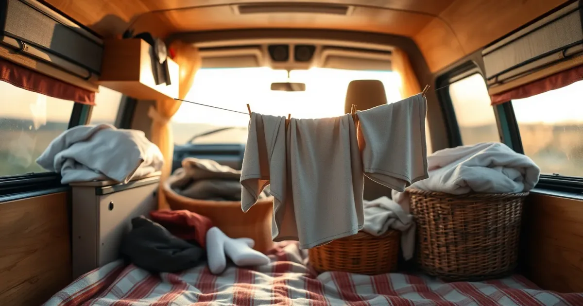 Linge propre en van : laver, sécher et zéro odeur en 1 nuit