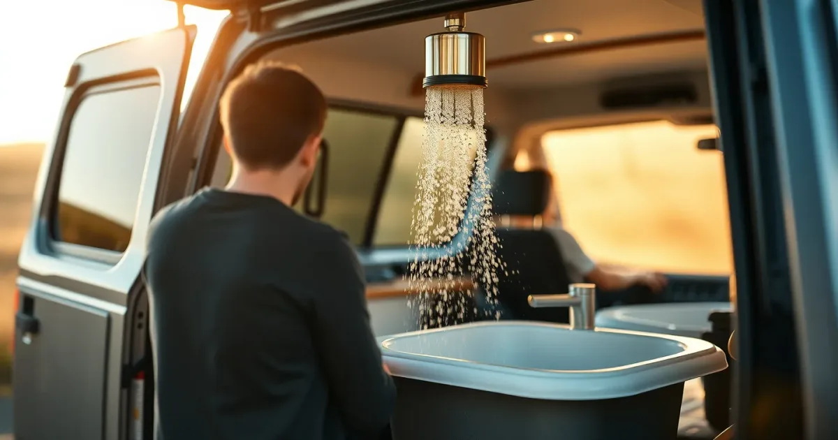 Douche portable sans dégâts : stop aux fuites en van